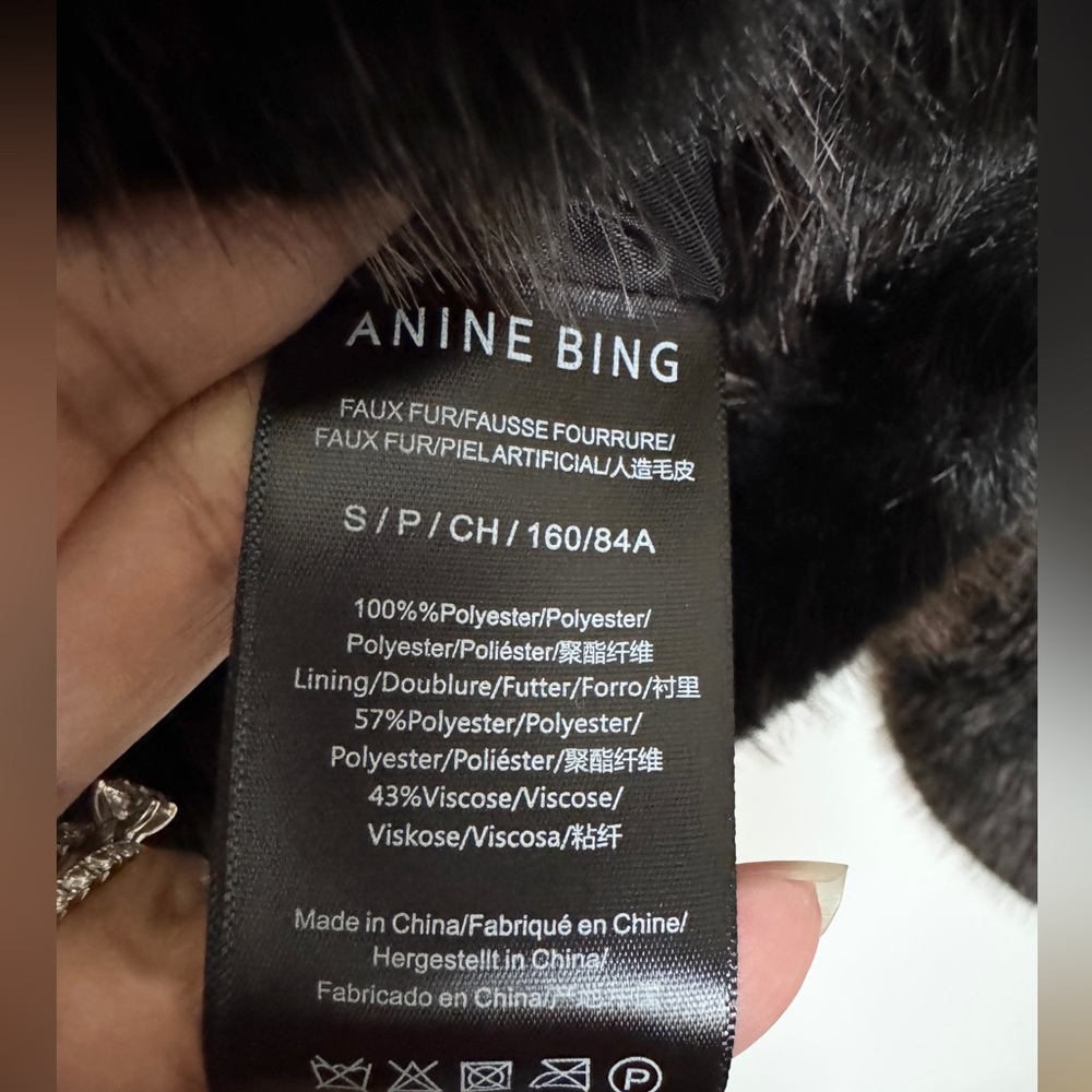 Anine Bing Faux Fur Hilary Jacket Coat in Black and Brown 0101 - Picture 5 of 16